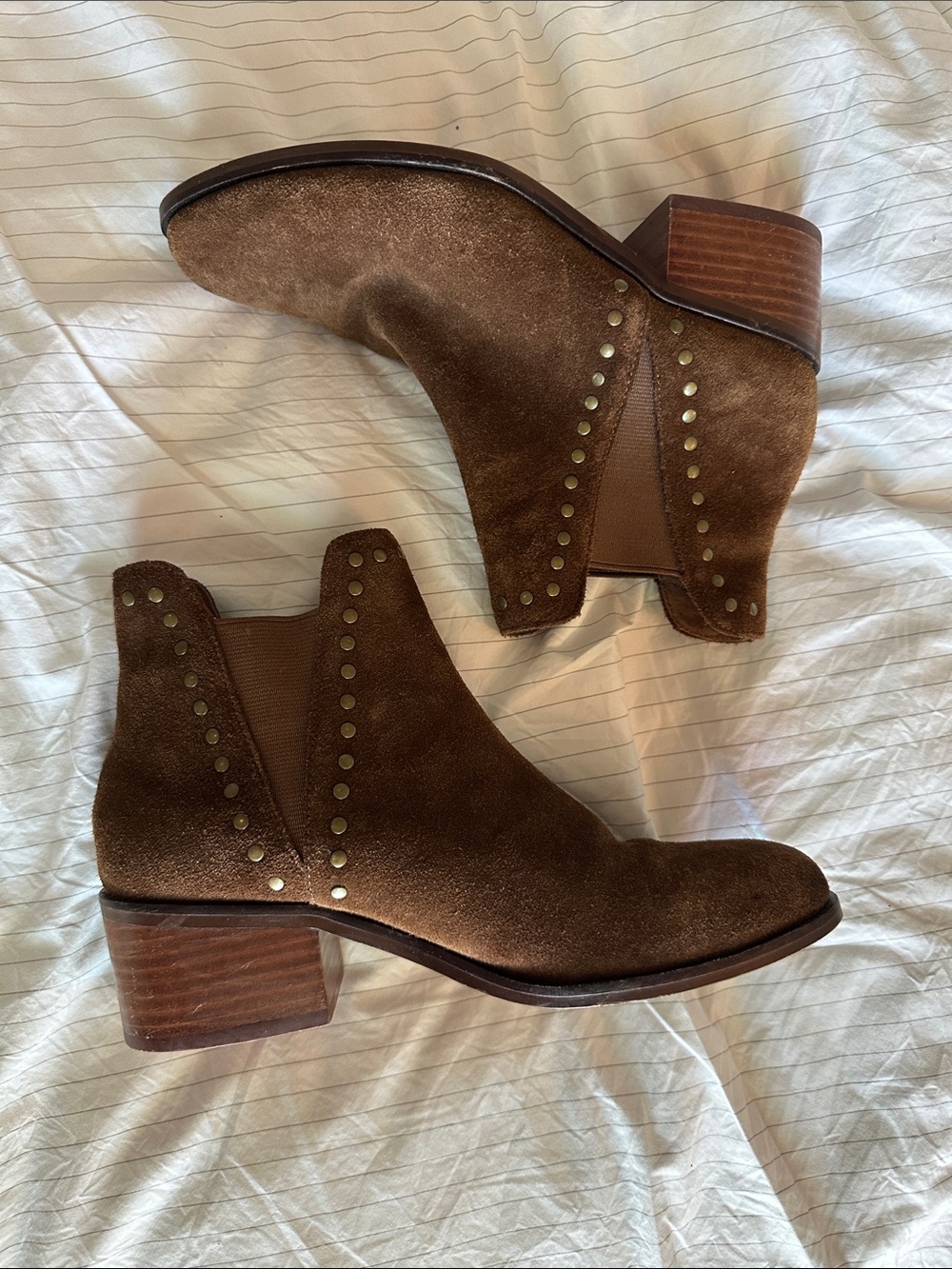 Steve Madden - Brown Suede Ankle Booties with Stud Detail - 5.5